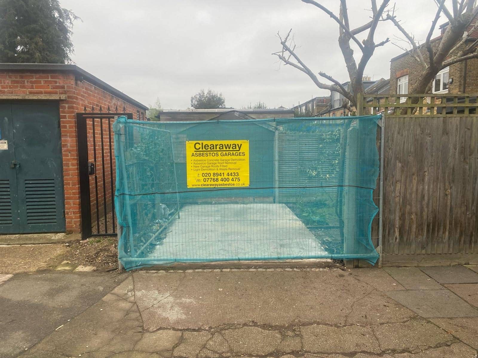 Asbestos Garage Removal in Chiswick: The cement garage roof on the suburban stock